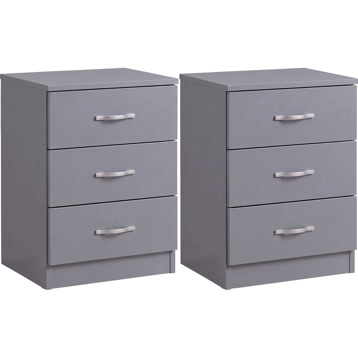 Riano 3 Drawer Bedside Chest Set Grey Bedroom Storage Unit
