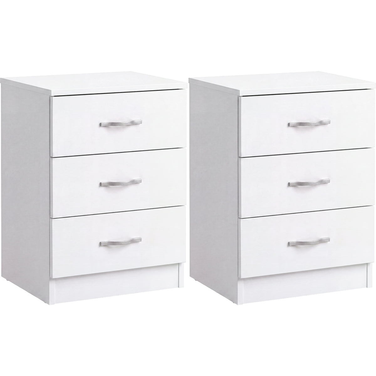 Riano 3 Drawer Bedside Chest Set White Bedroom Storage Unit