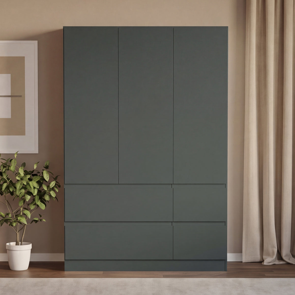 Denver 3 Door 4 Drawer Wardrobe, Jasper Green