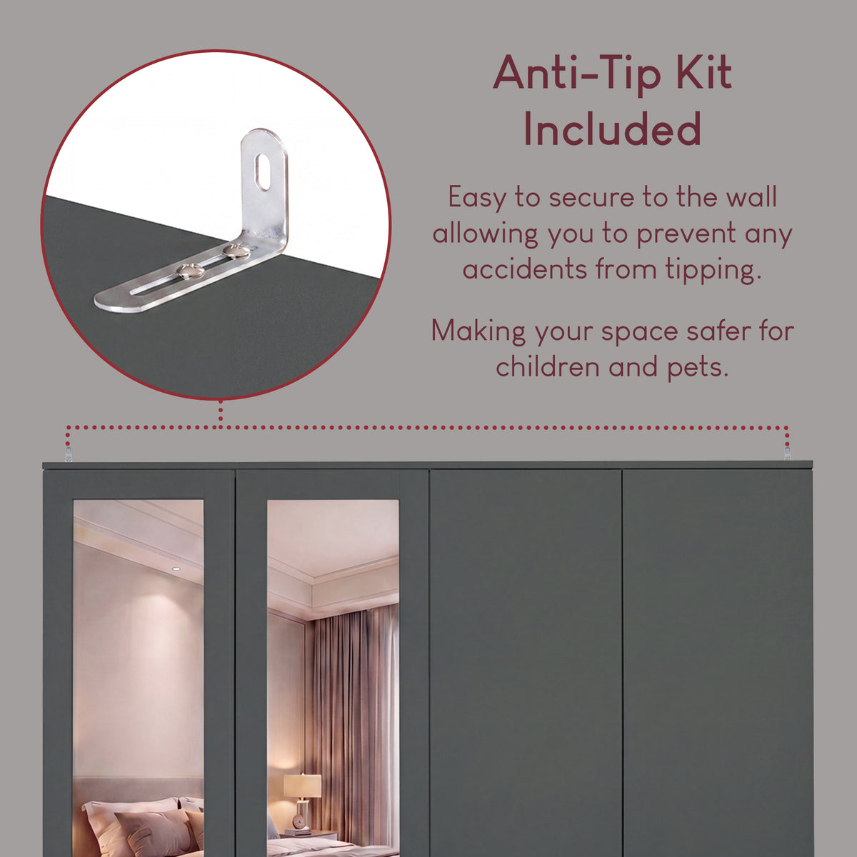 Riano 4 Door 3 Drawer Mirrored Wardrobe – Green