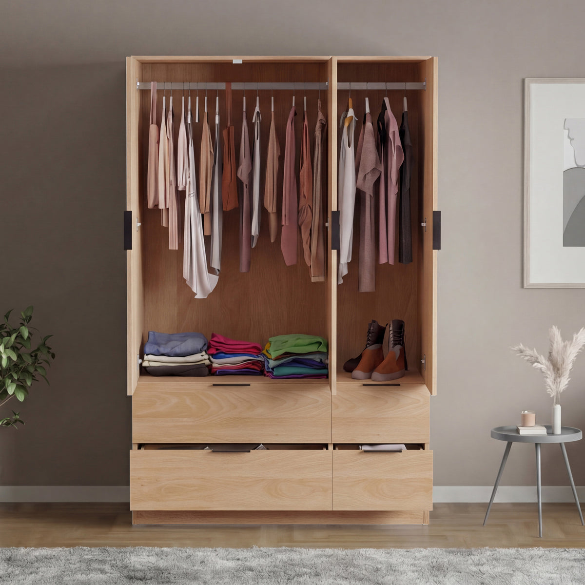 Trega 3 Door 4 Drawer Wardrobe, Pine