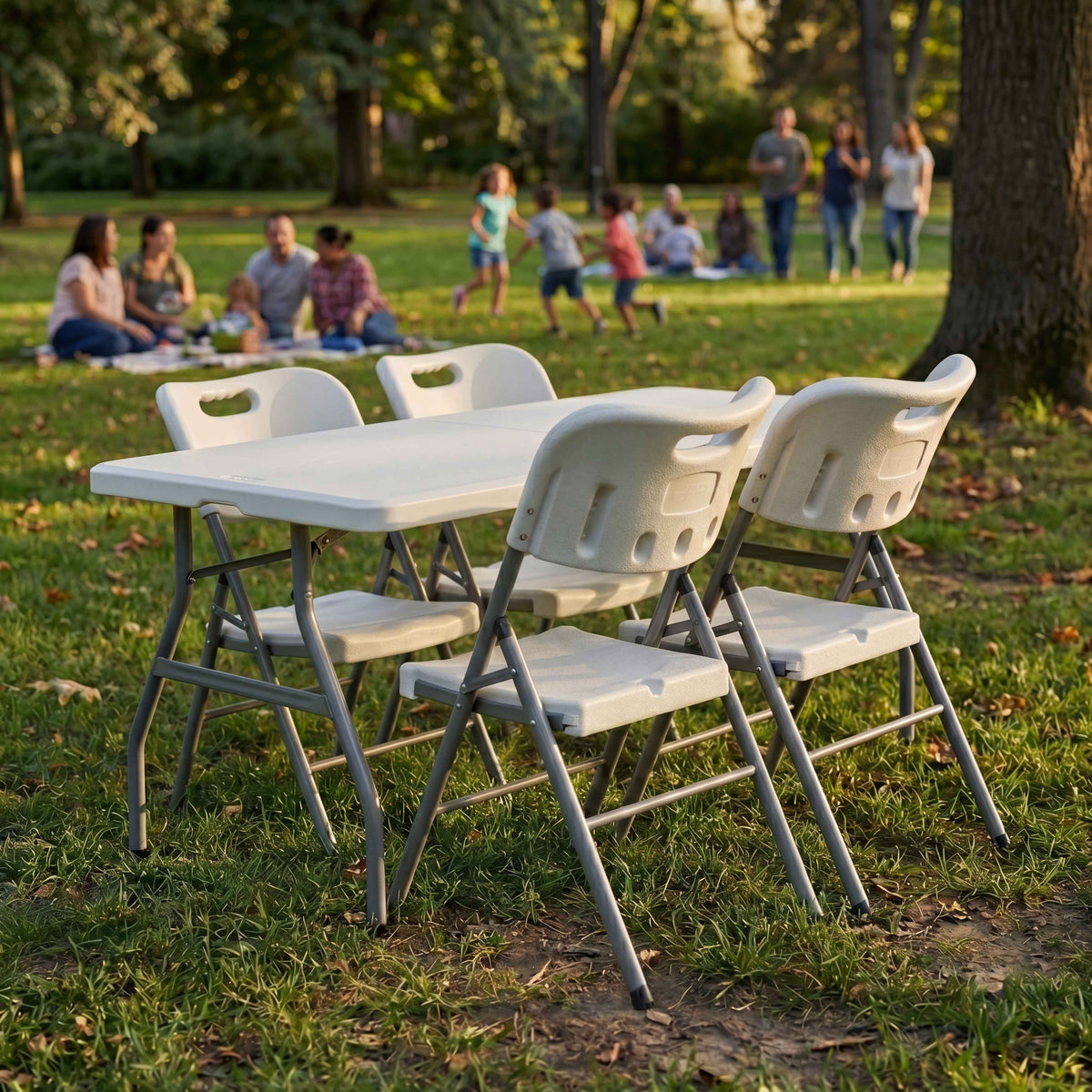 Folding 5ft Table & Set of 4 Folding Chairs