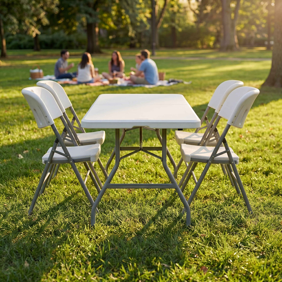 Folding 5ft Table & Set of 4 Folding Chairs