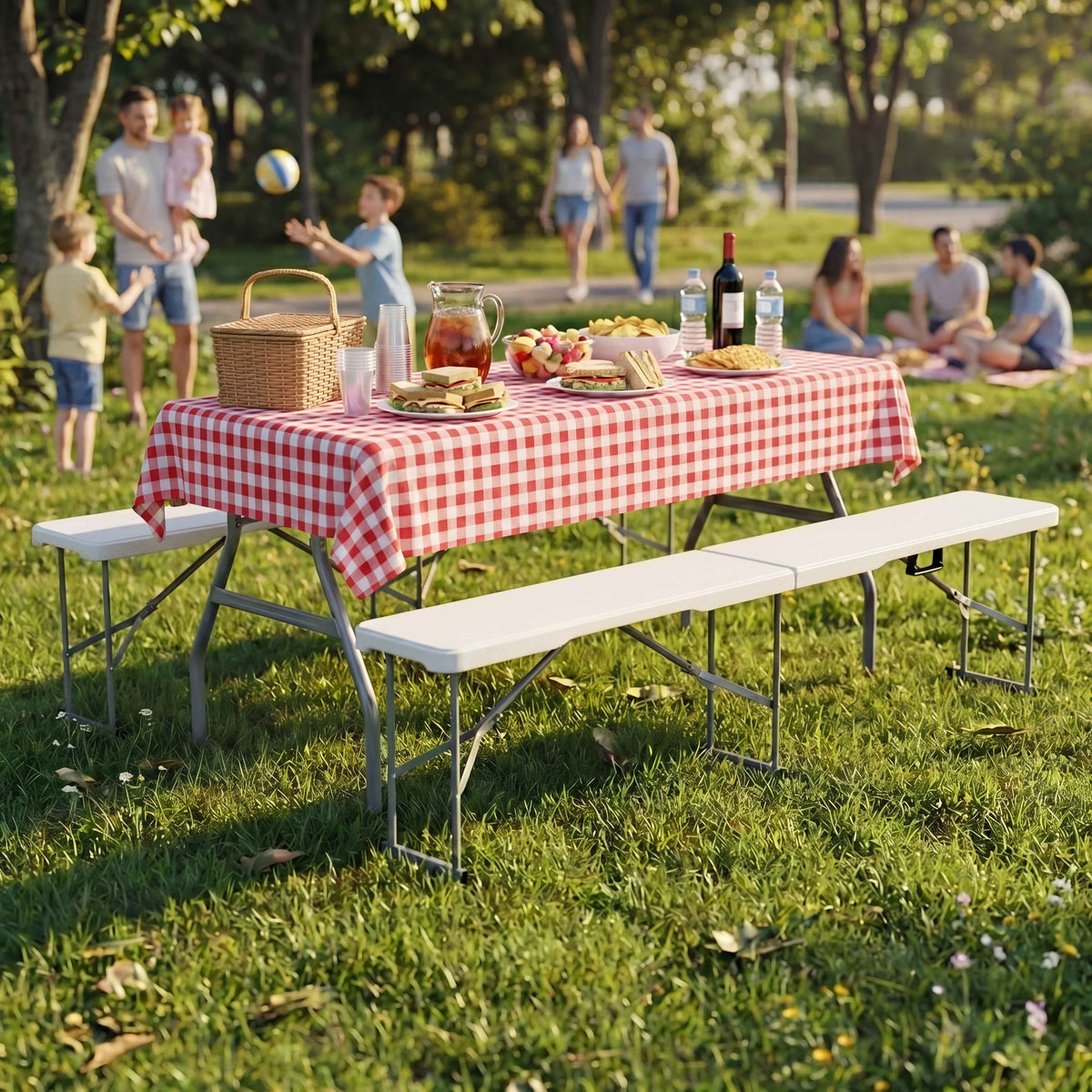 Folding 5ft Table & Set of 2 Folding Benches
