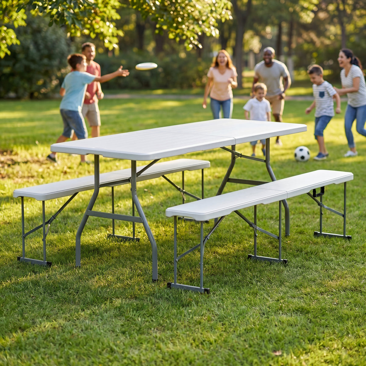 Folding 6ft Table & Set of 2 Folding Benches