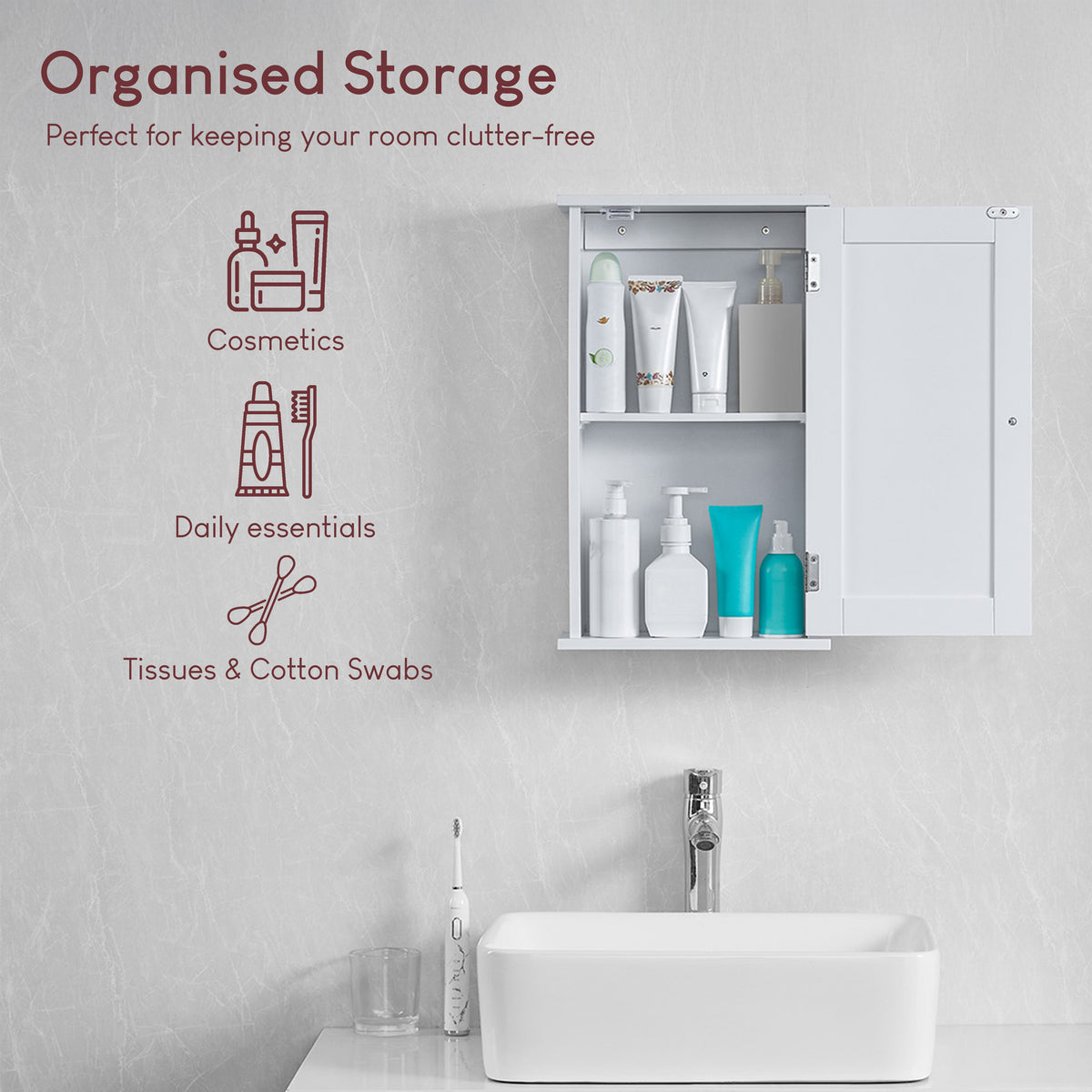 Priano 1-Door Wall Cabinet - White