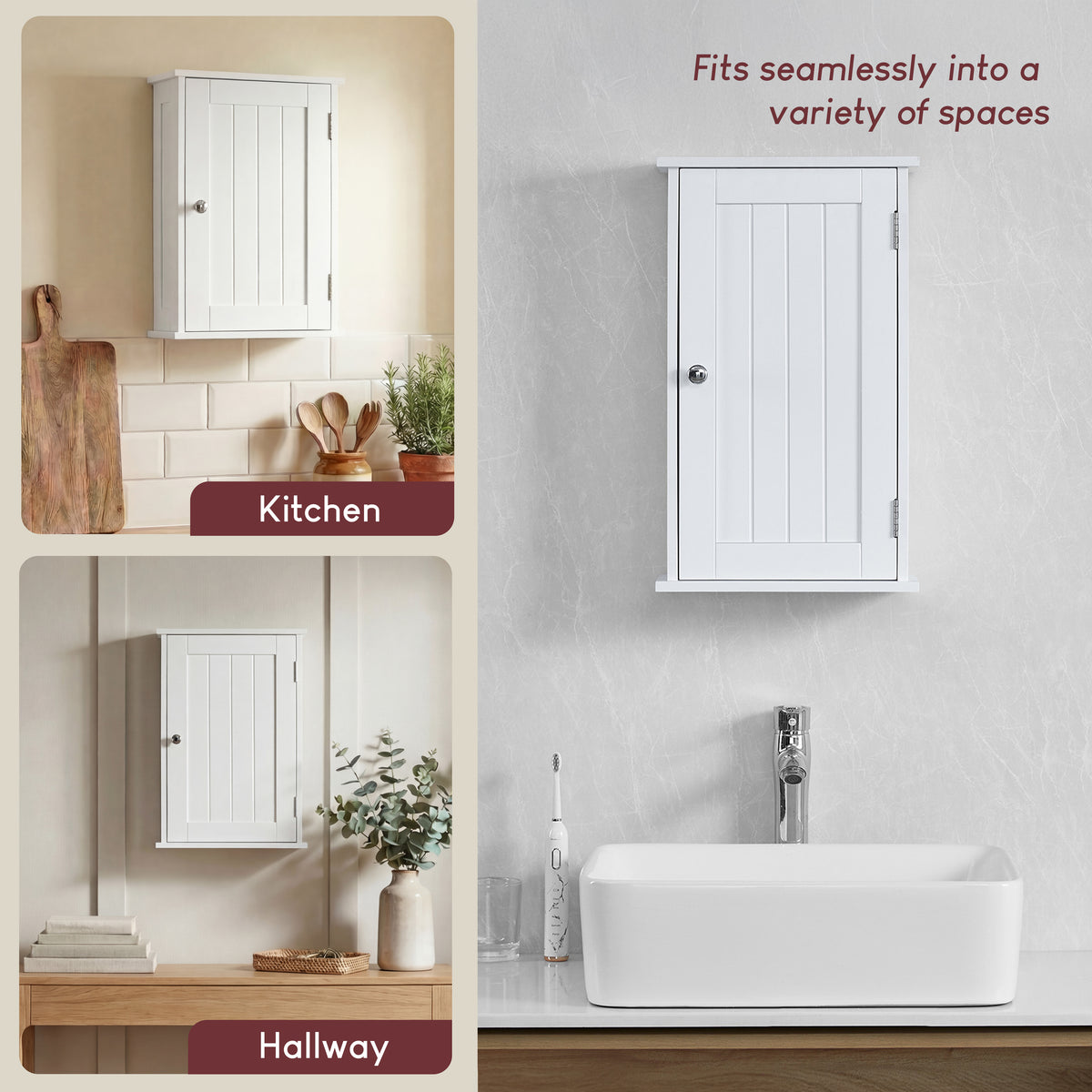 Priano 1-Door Wall Cabinet - White