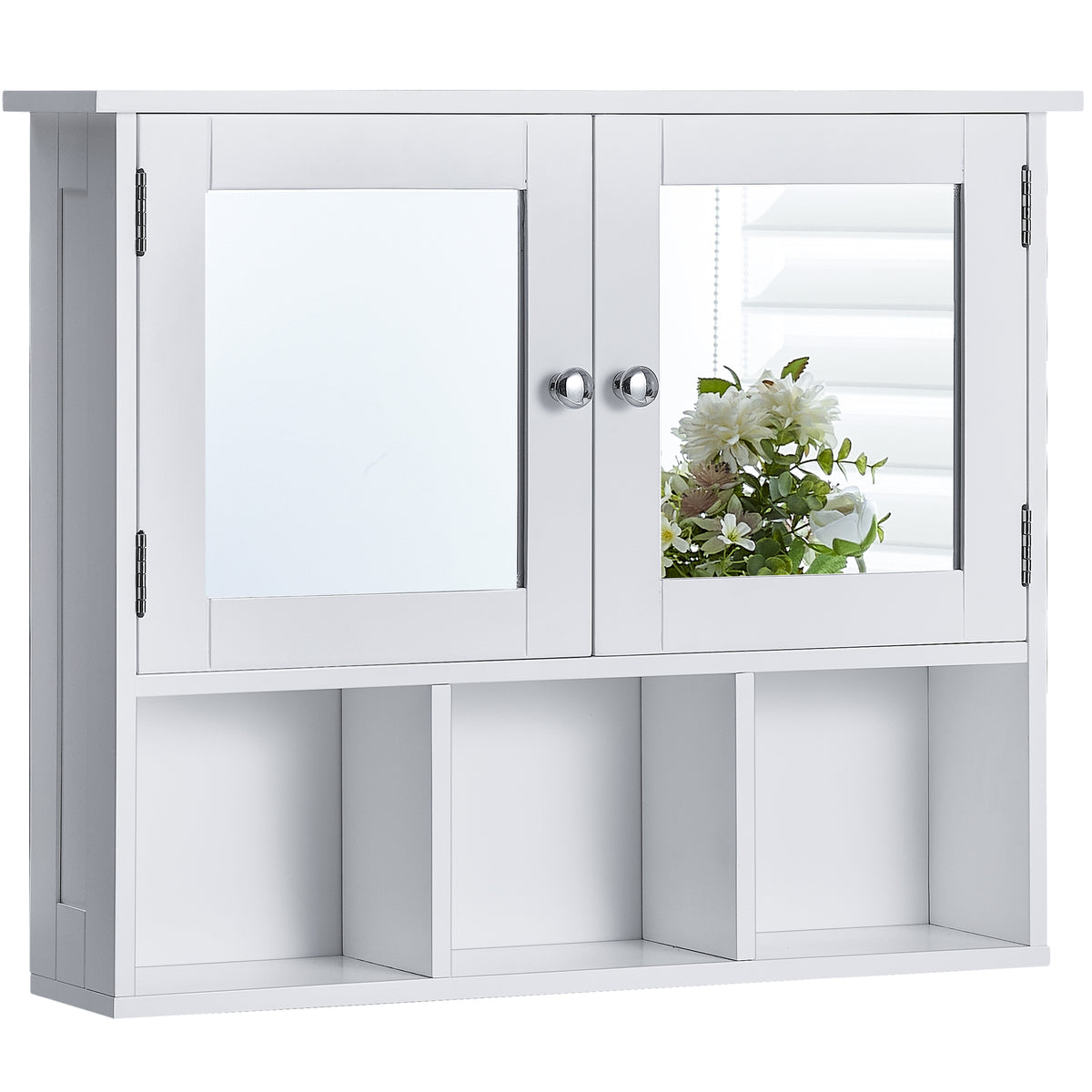 Priano 2-Door Mirrored Wall Cabinet With 3 Compartments - White