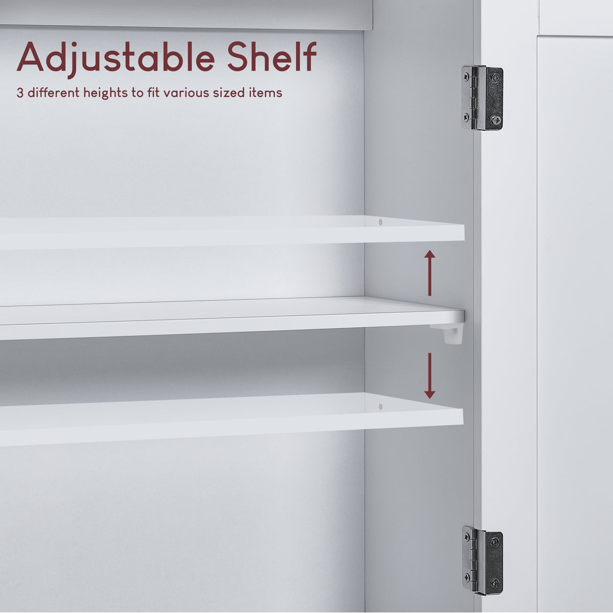 Priano 2-Door Mirrored Wall Cabinet With 3 Compartments - White