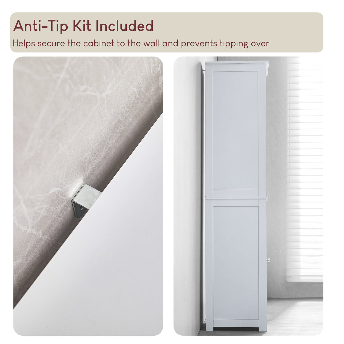 Priano 1-Door 2-Shelf Tall Cabinet, White