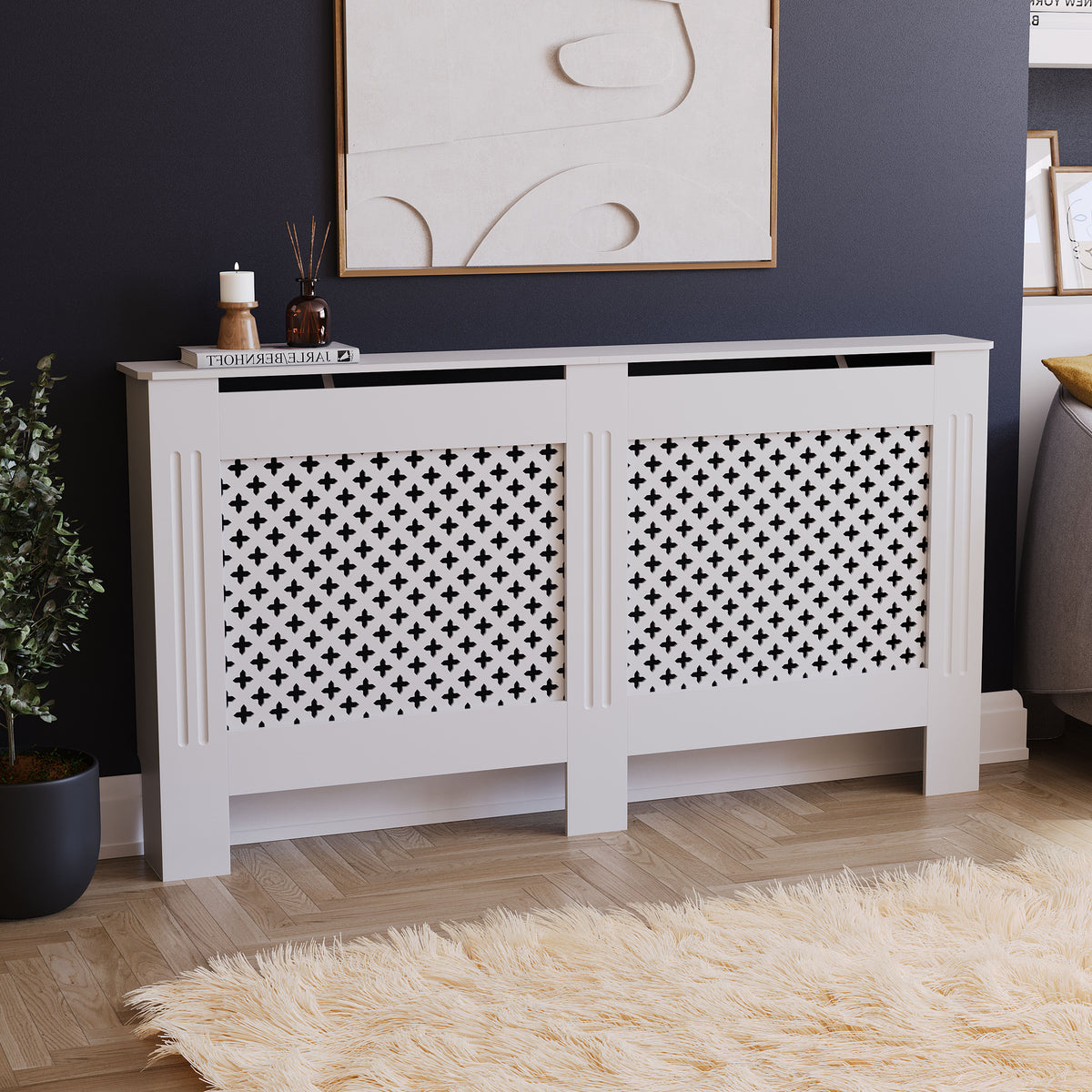 Oxford Radiator Cover - White, Large, Modern Design