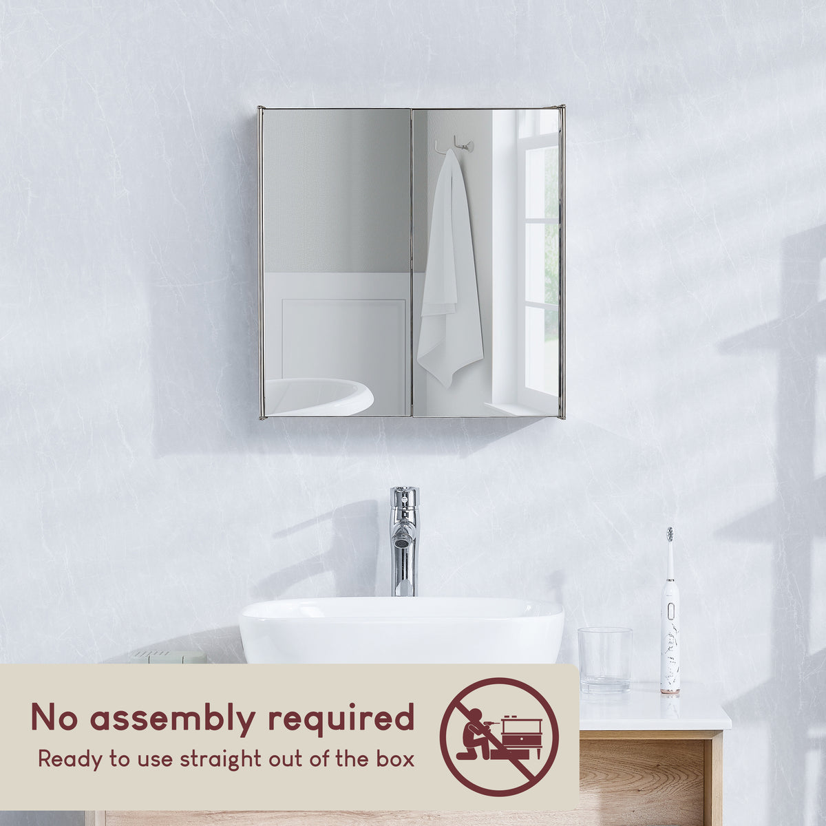 Tiano Mirrored Double Cabinet - Stainless steel