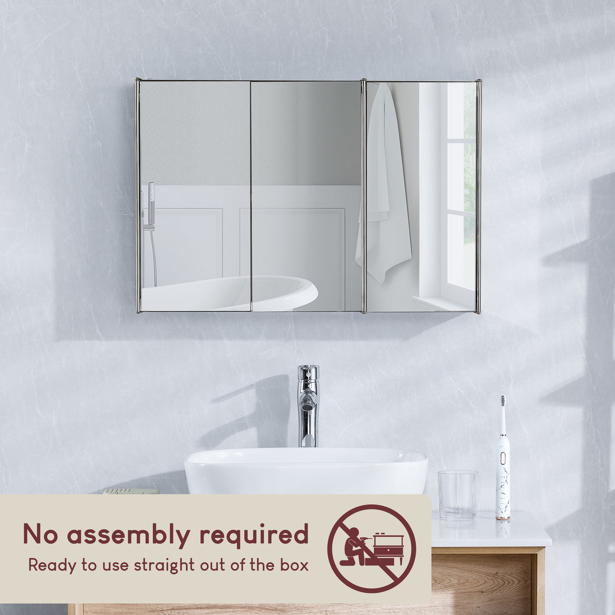 Tiano Mirrored Triple Cabinet - Stainless steel