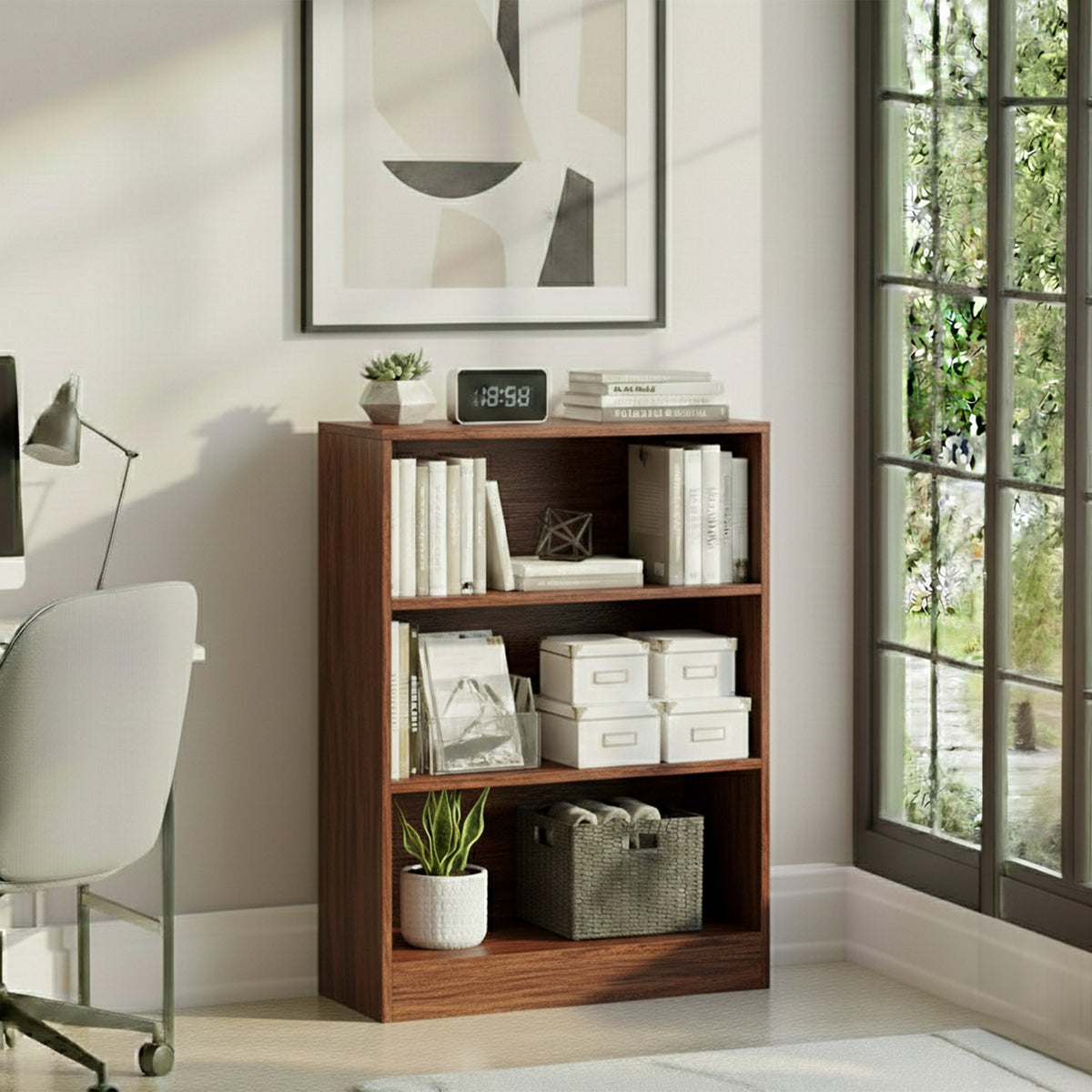 Cambridge 3-Tier Low Bookcase - Walnut