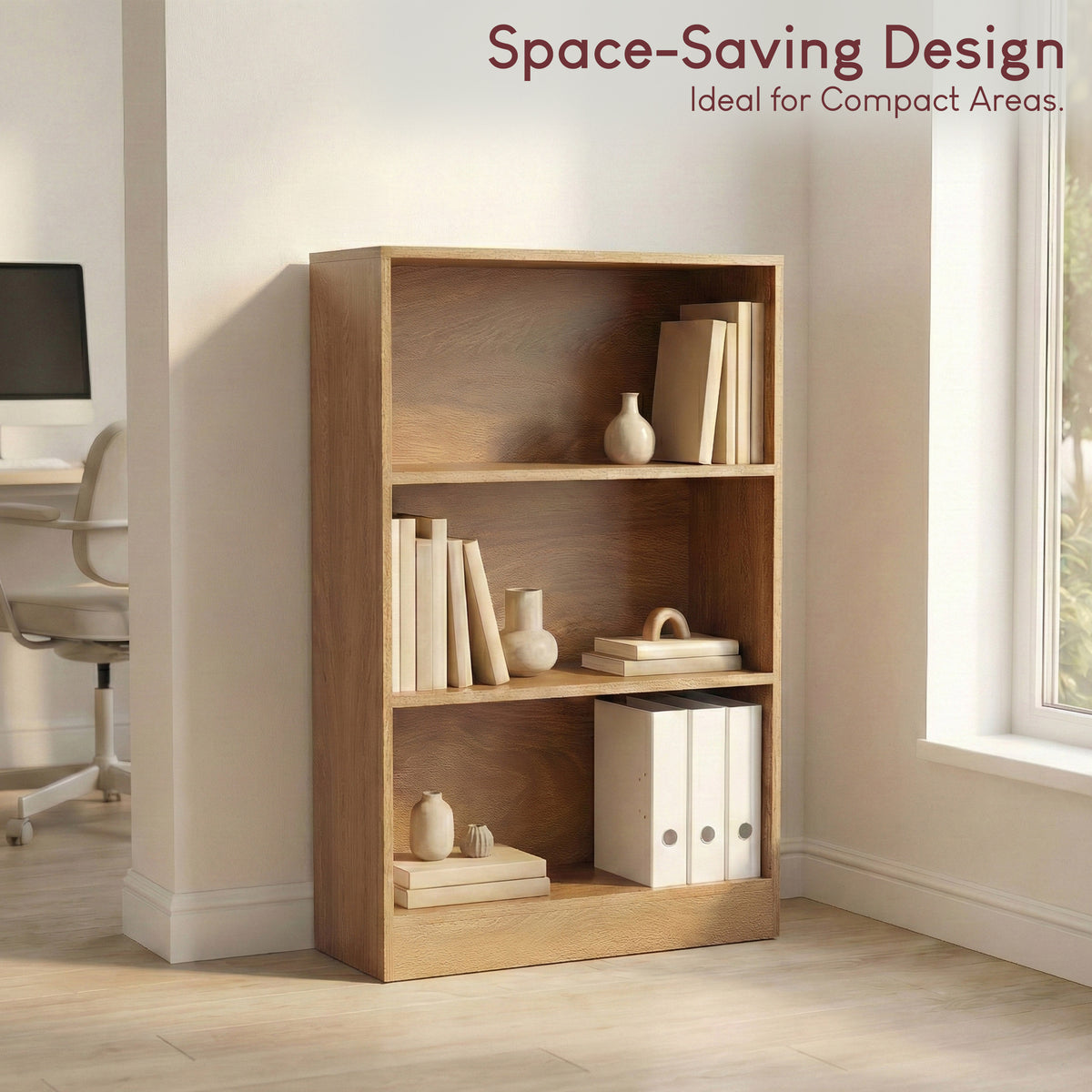 Cambridge 3-Tier Medium Bookcase - Oak