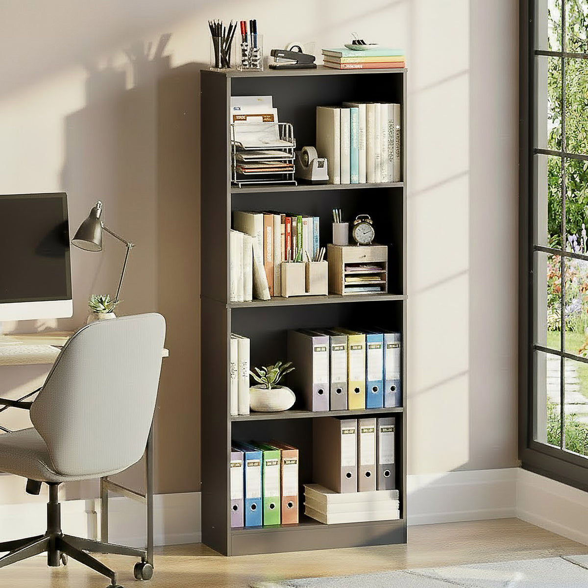 Cambridge 4-Tier Large Bookcase, Black