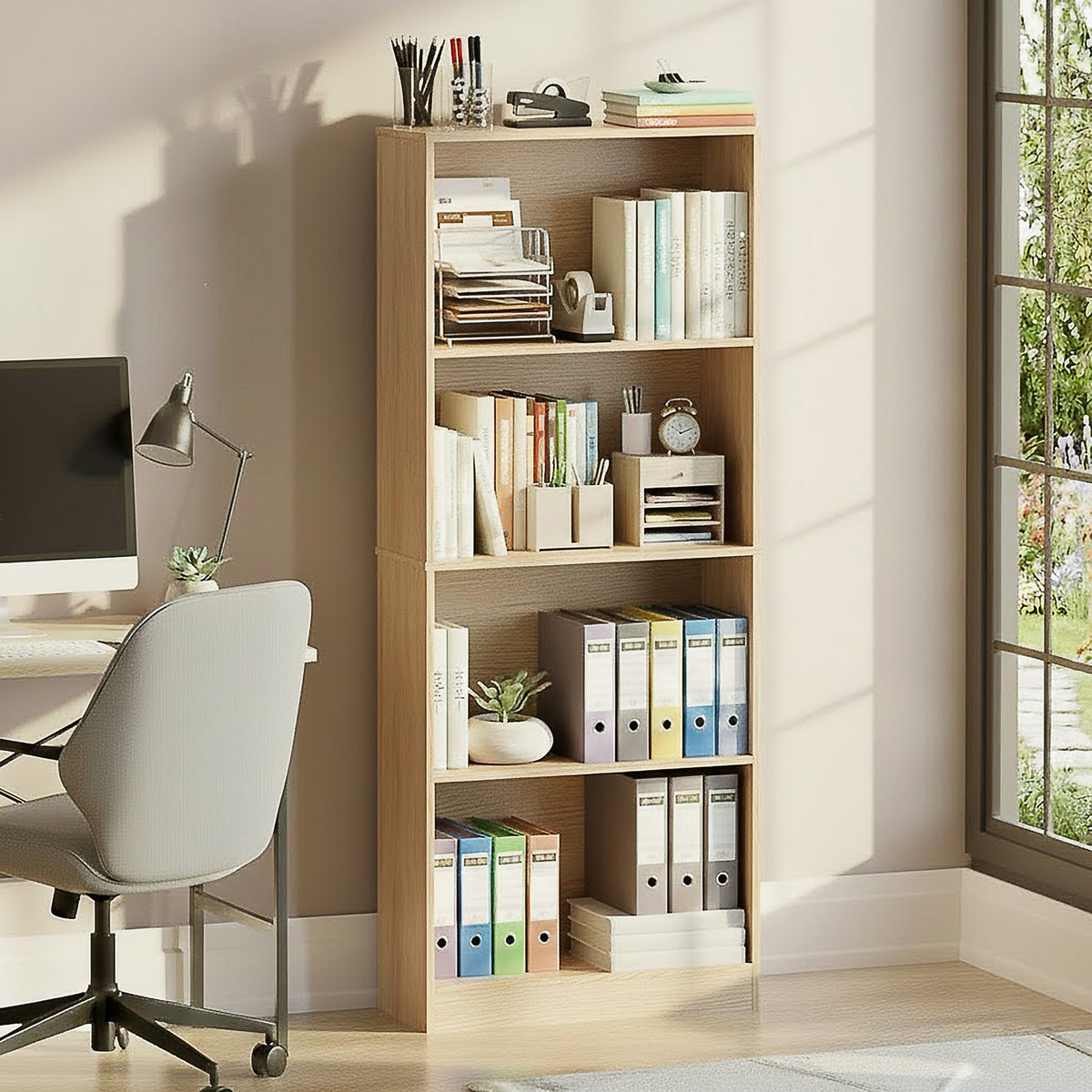 Cambridge 4-Tier Large Bookcase - Oak