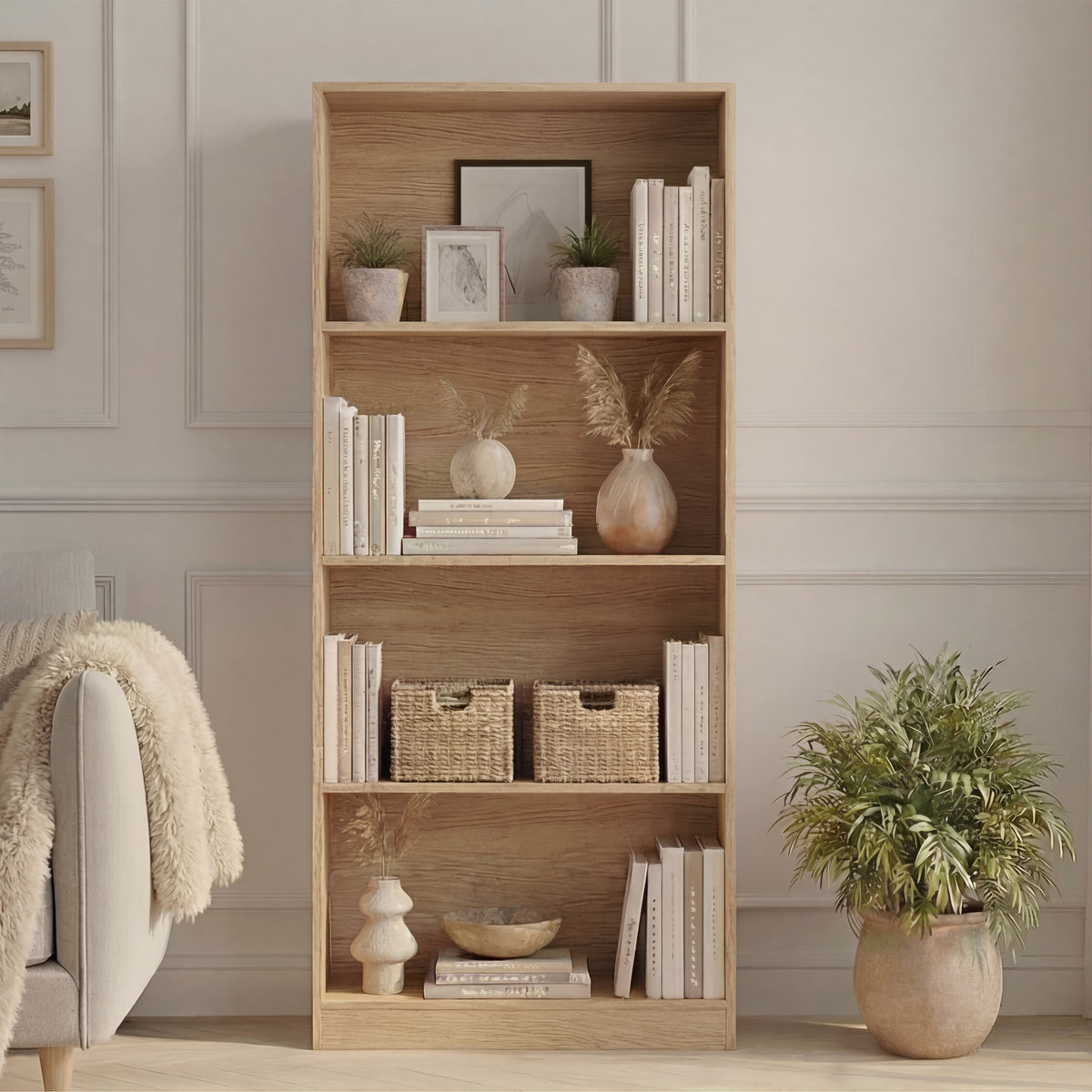 Cambridge 4-Tier Large Bookcase - Oak