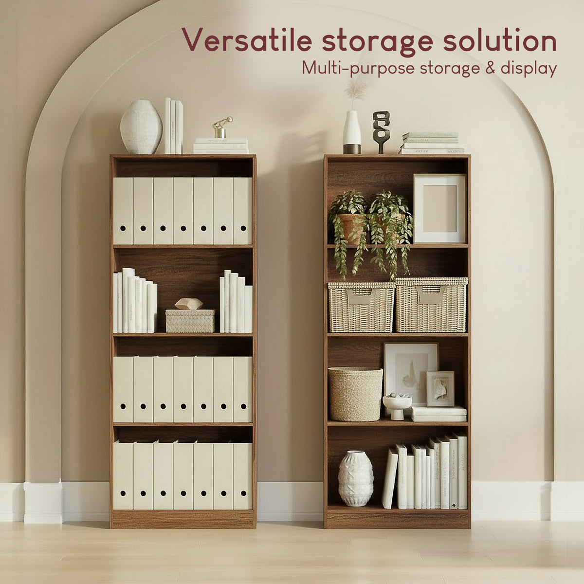Cambridge 4-Tier Large Bookcase - Walnut