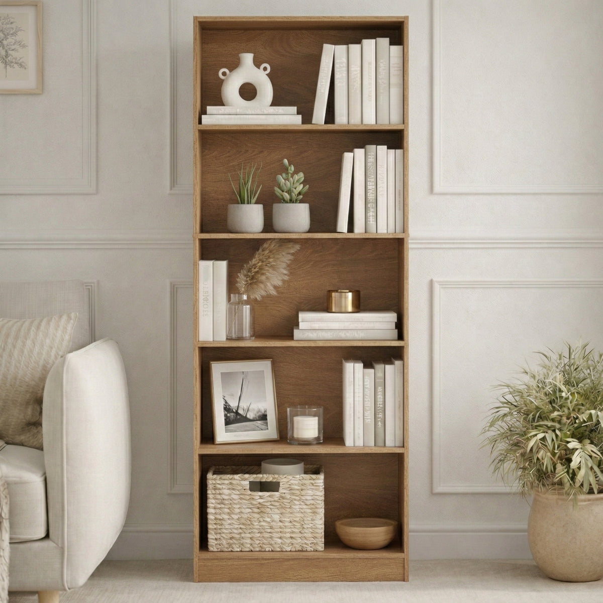 Cambridge 5-Tier Extra Large Bookcase - Oak