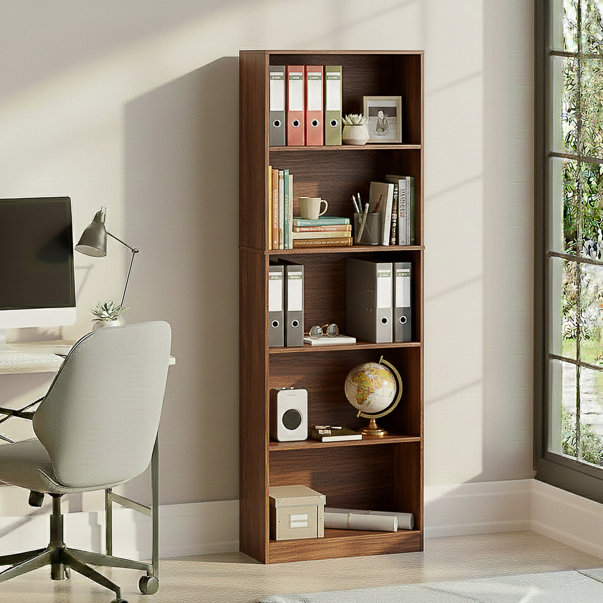 Cambridge 5-Tier Extra Large Bookcase - Walnut