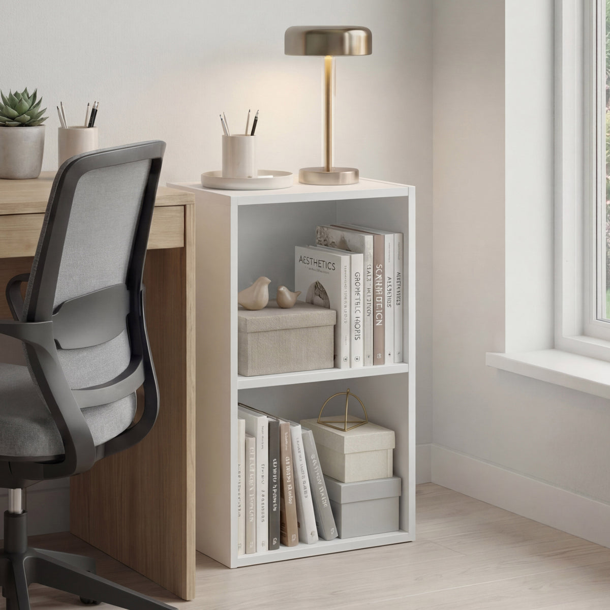 Oxford 2-Tier Cube Bookcase - White