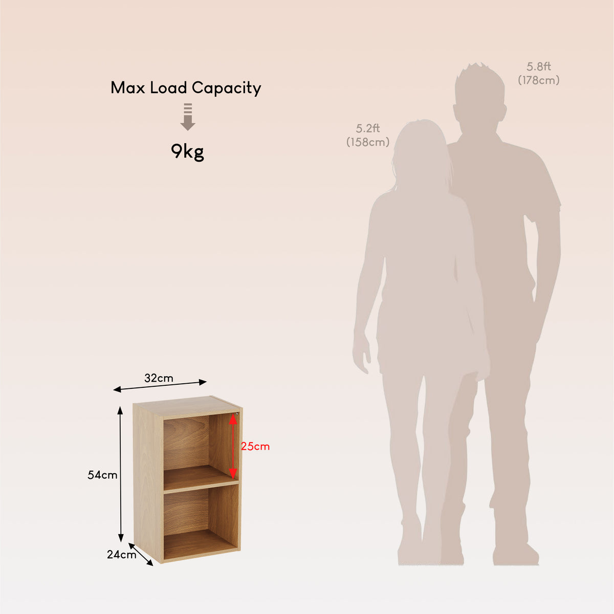 Oxford 2-Tier Cube Bookcase - Oak