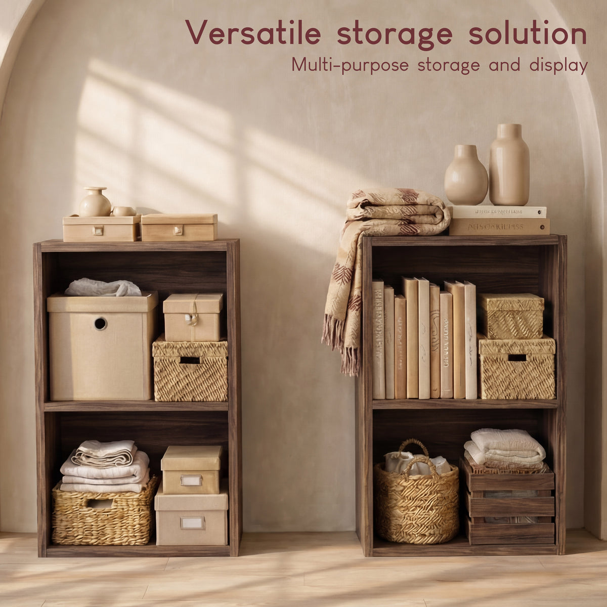 Oxford 2-Tier Cube Bookcase - Walnut