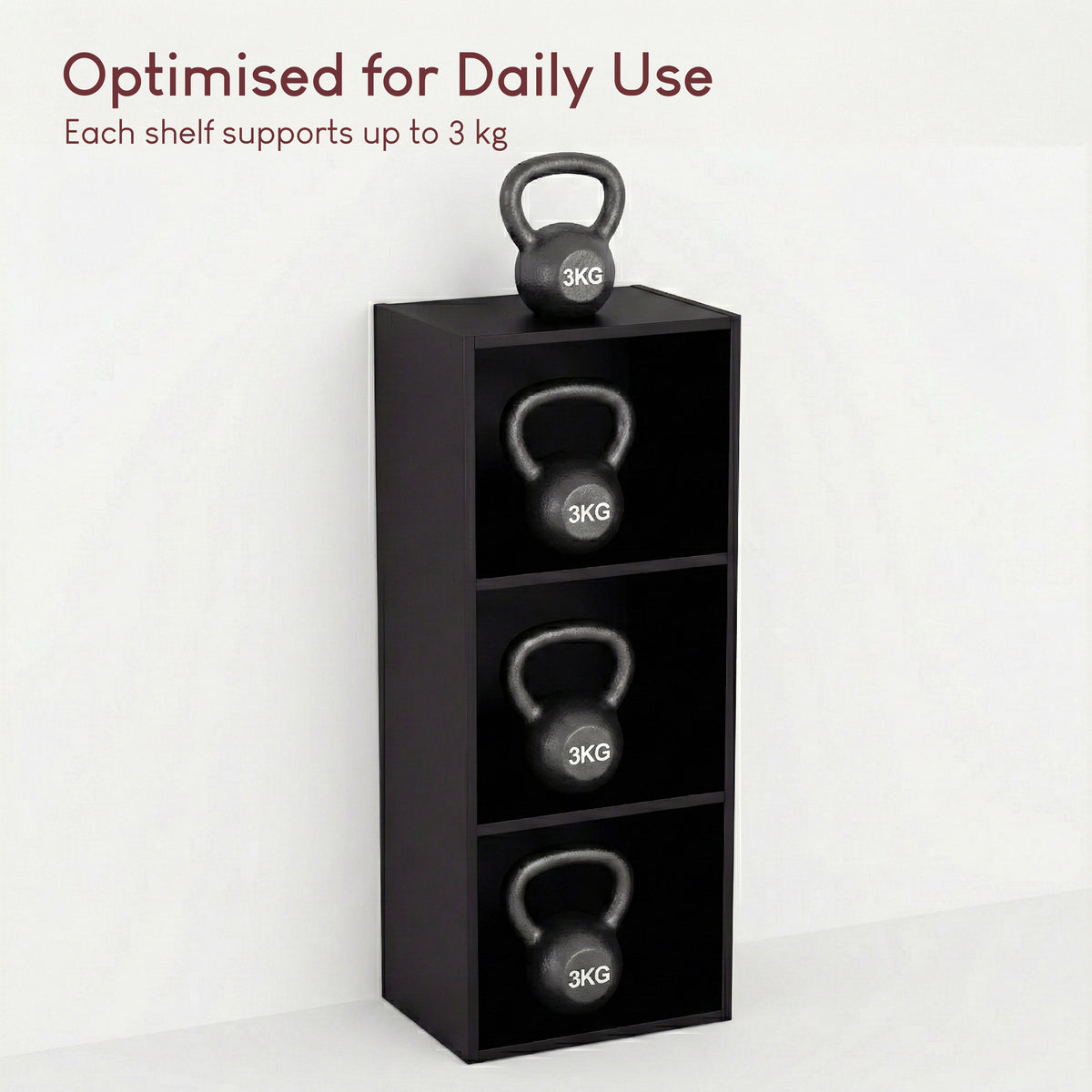 Oxford 3-Tier Cube Bookcase - Black