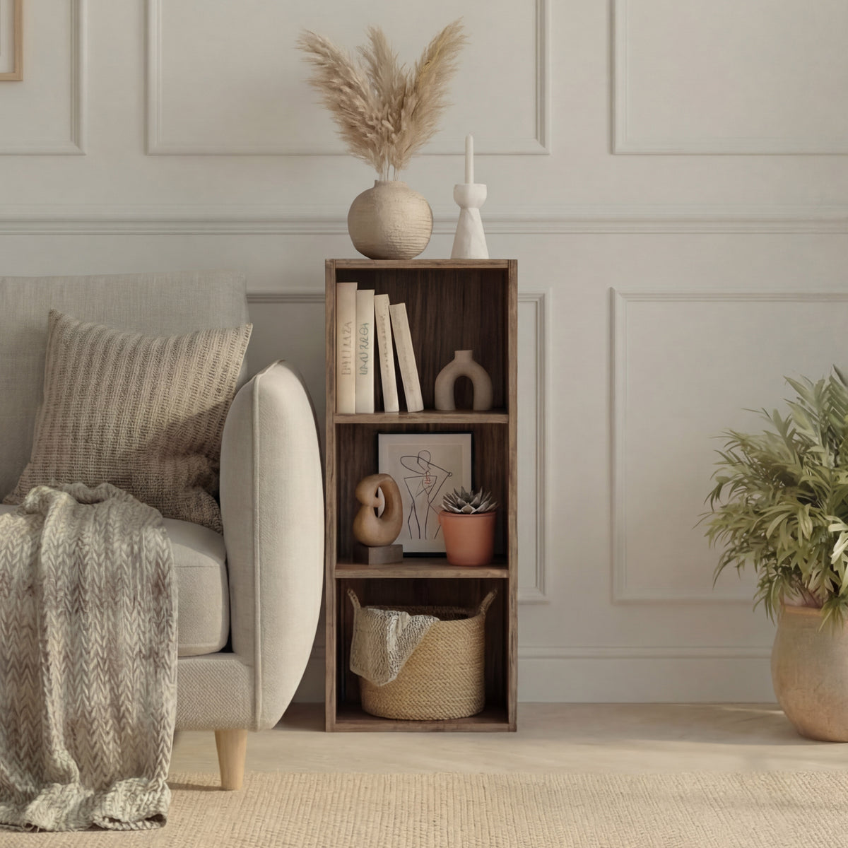 Oxford 3-Tier Cube Bookcase - Walnut