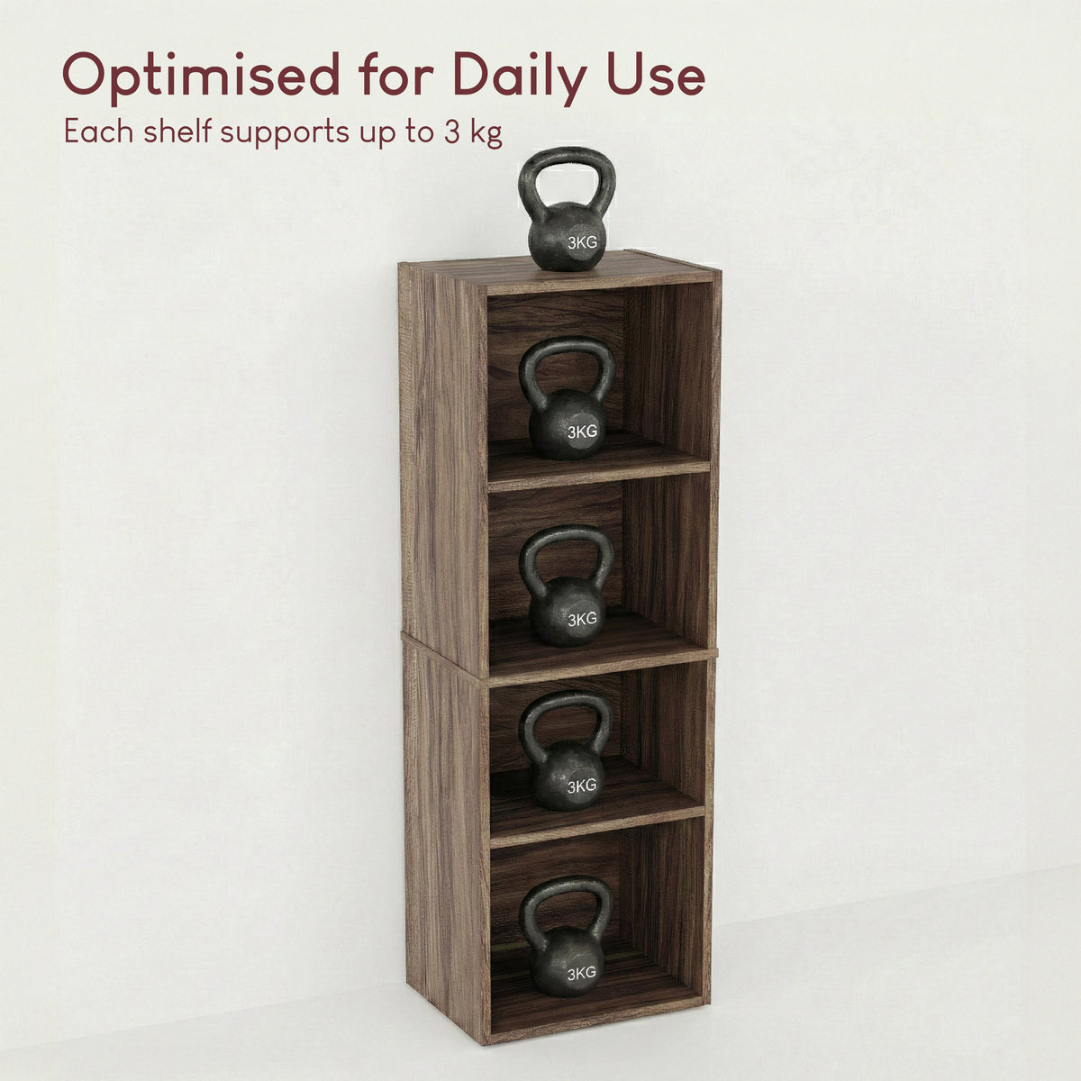 Oxford 4-Tier Cube Bookcase - Walnut