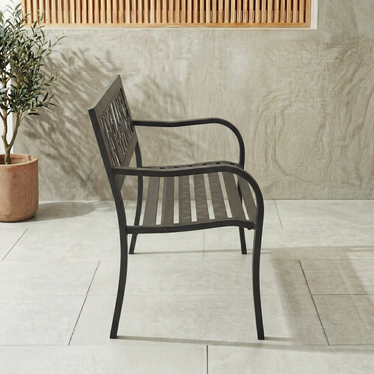 Steel Garden Bench - Tulip