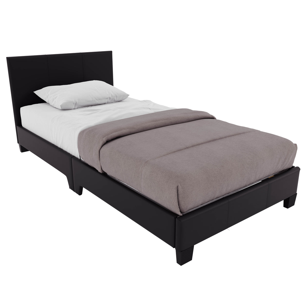 Lisbon Single Faux Leather Bed, Black UKFR