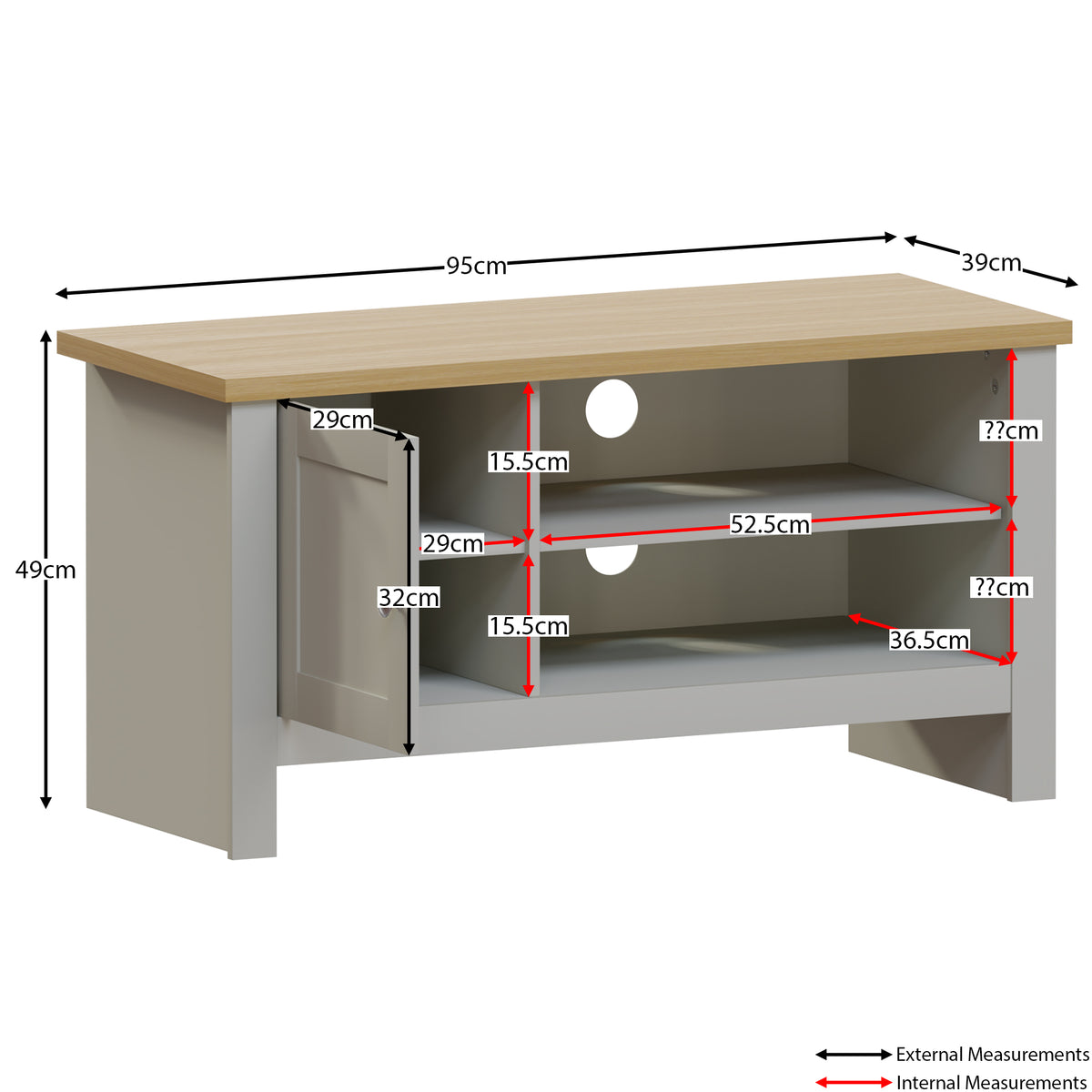 Arlington 1-Door TV Unit - Grey