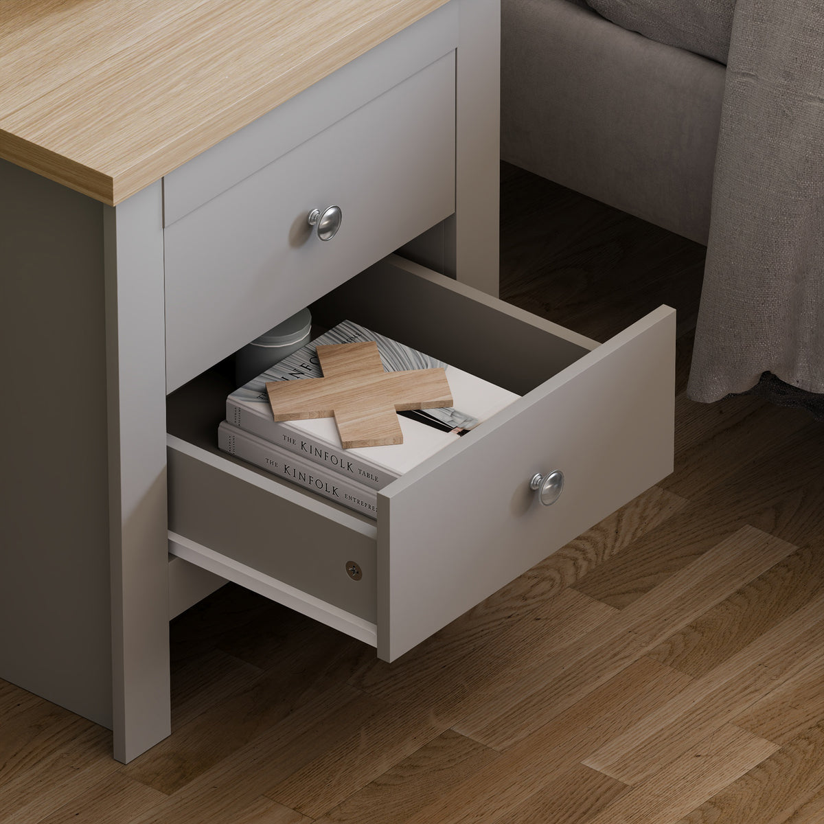 Arlington 2-Drawer Bedside Chest - Grey