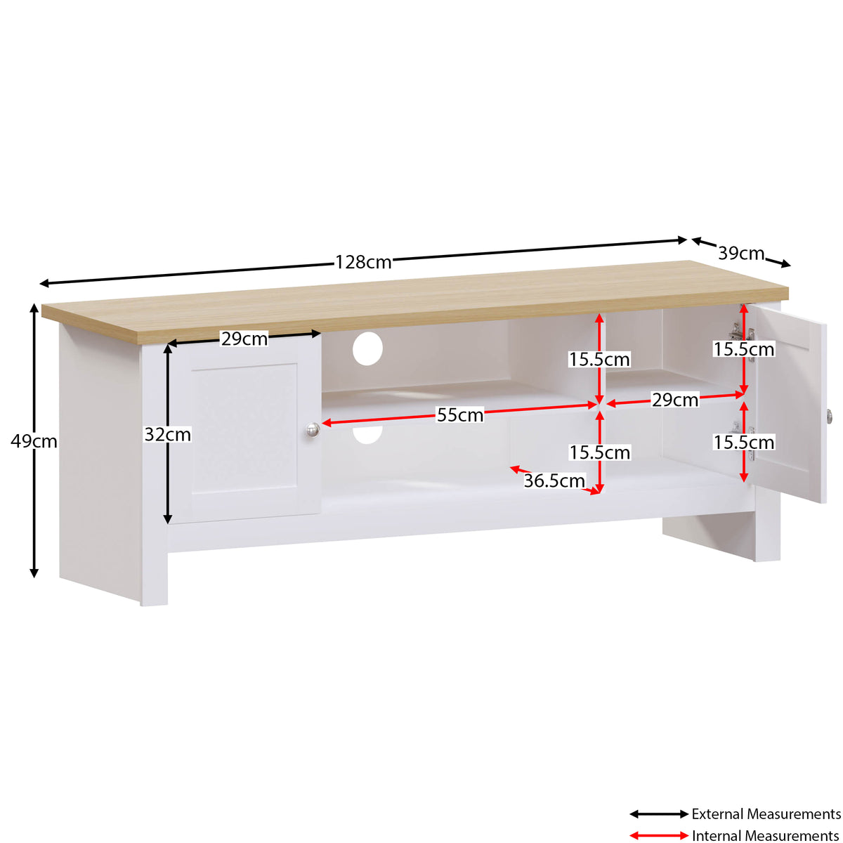 Arlington 2-Door TV Unit - White
