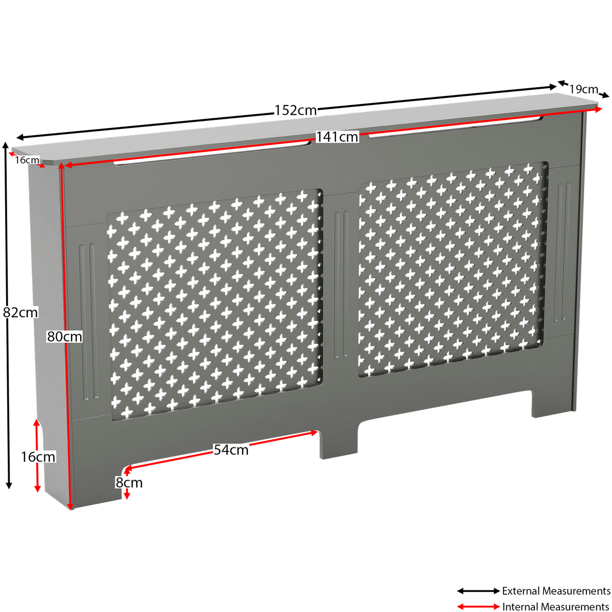 Oxford Radiator Cover - Grey, Large, Modern Design