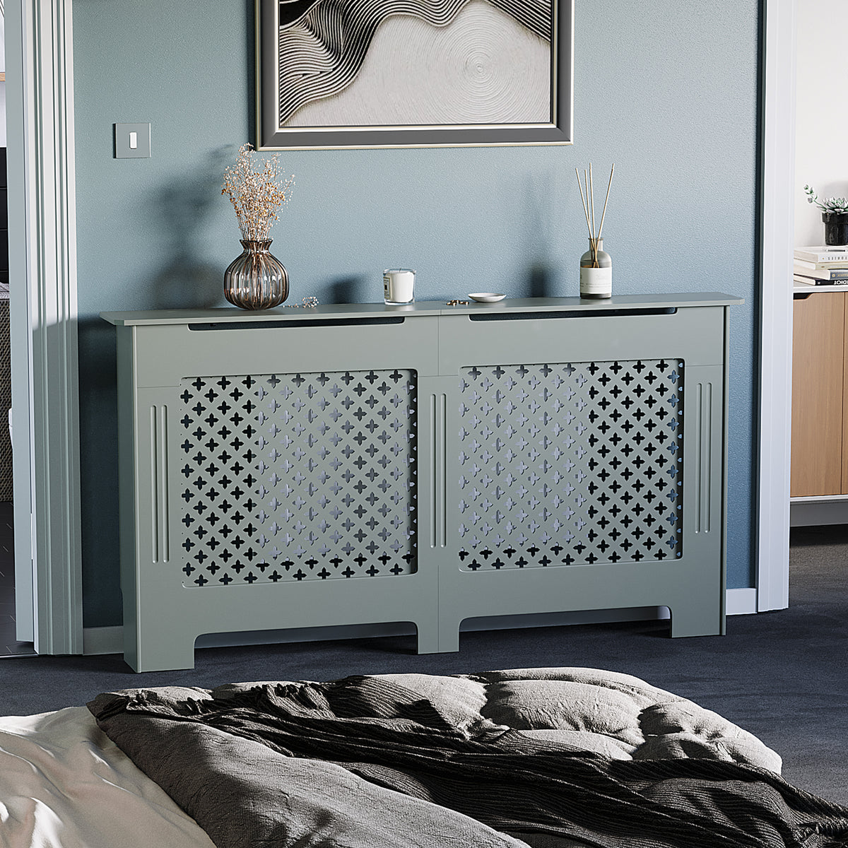 Oxford Radiator Cover - Grey, Large, Modern Design
