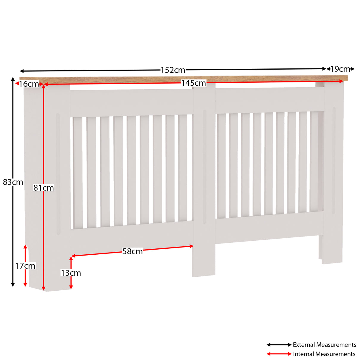 Arlington Radiator Cover - White, Large