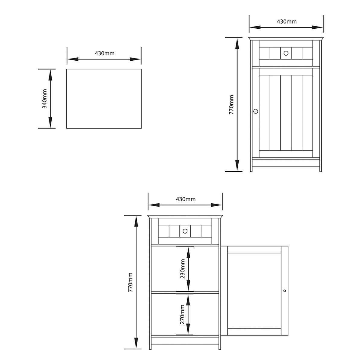 1 Door 1 Drawer Freestanding Cabinet, Grey