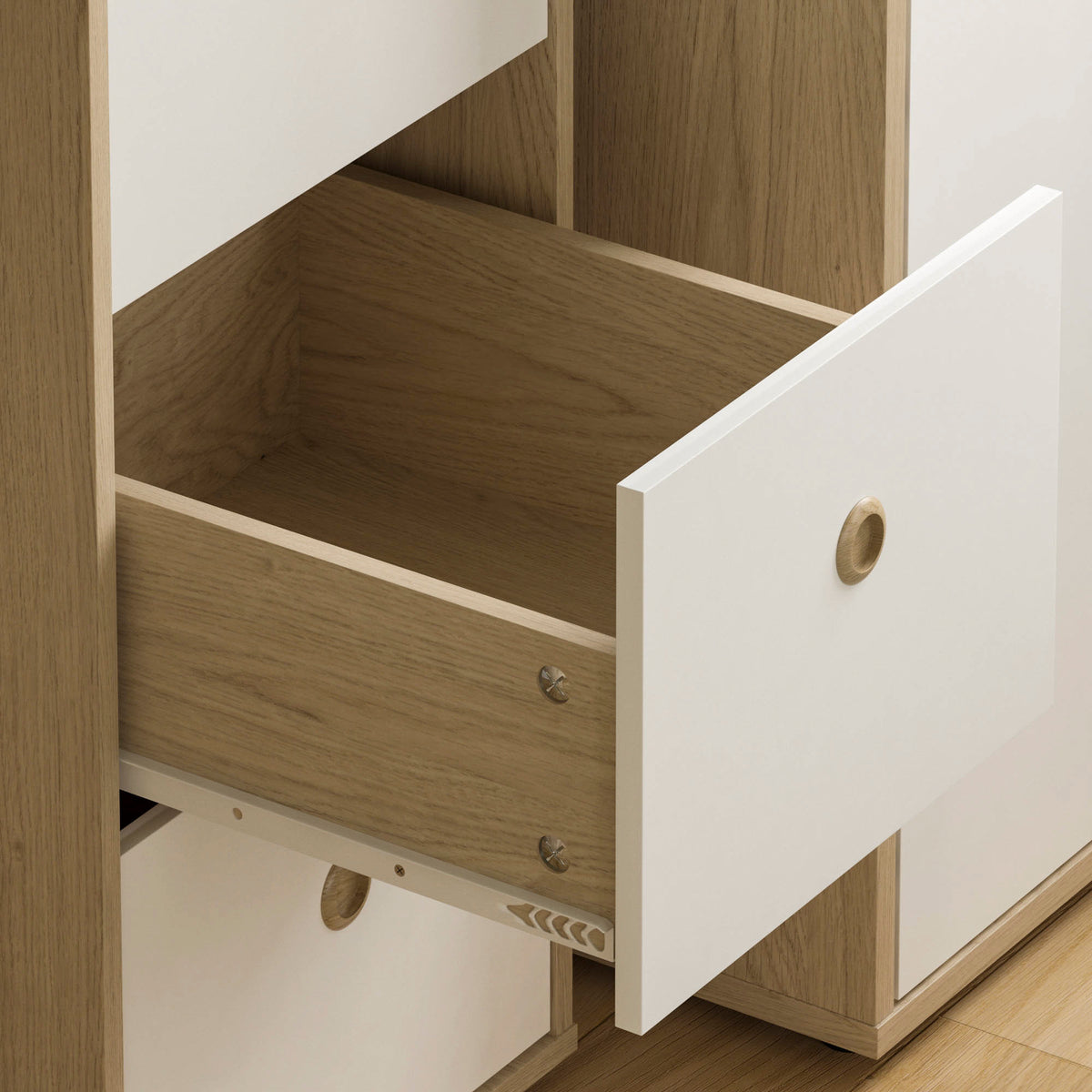 Neptune 3-Drawer Desk - White & Oak