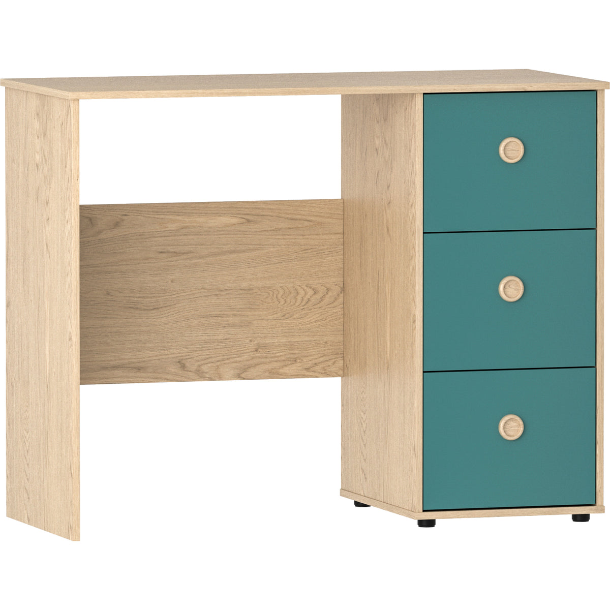 Neptune 3-Drawer Desk - Green & Oak