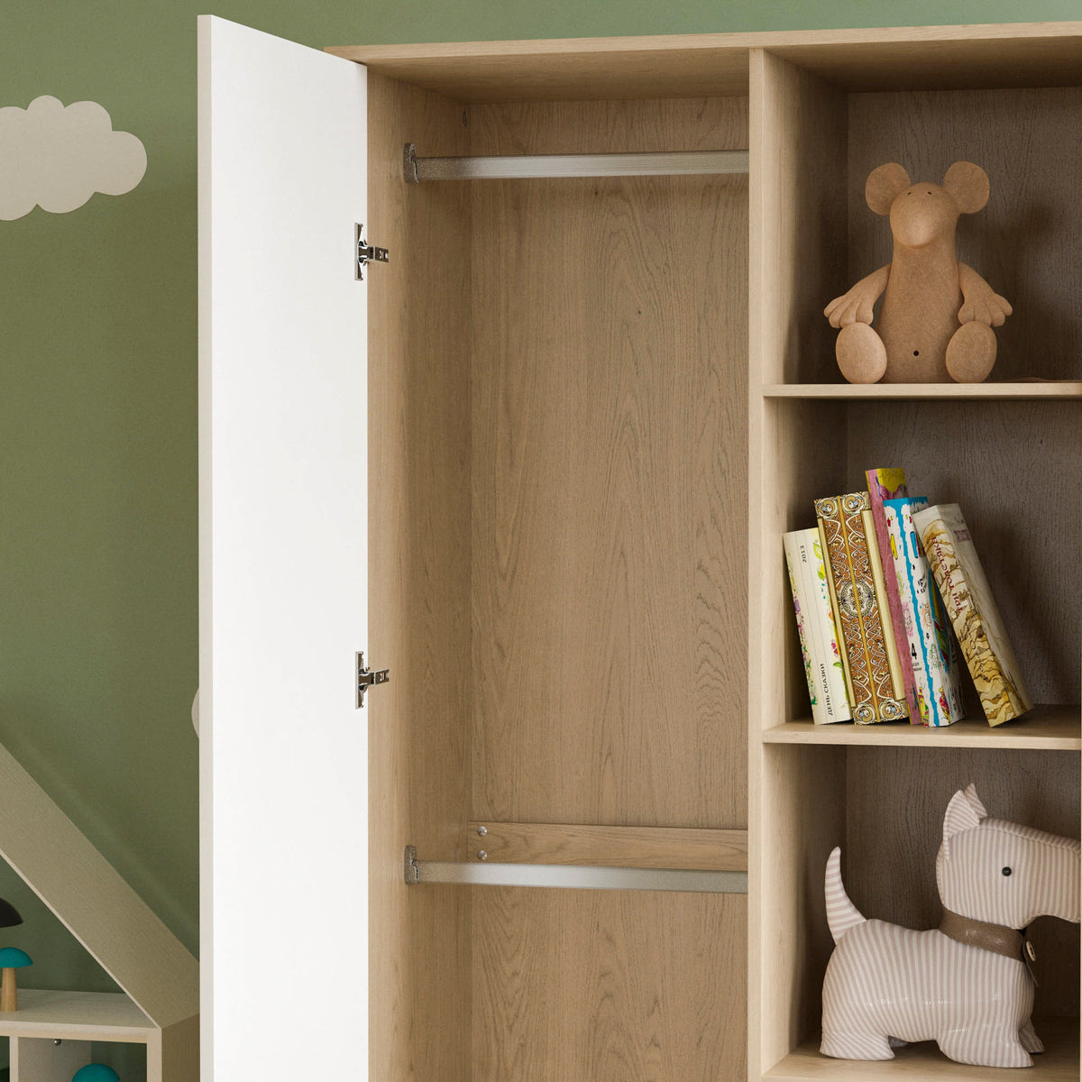 Neptune 1-Door Wardrobe - White & Oak