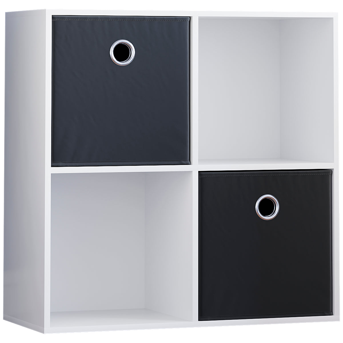 Vida Designs Durham 2x2 Cube Storage Unit, White & Cube Storage Basket, Set of 2, Black