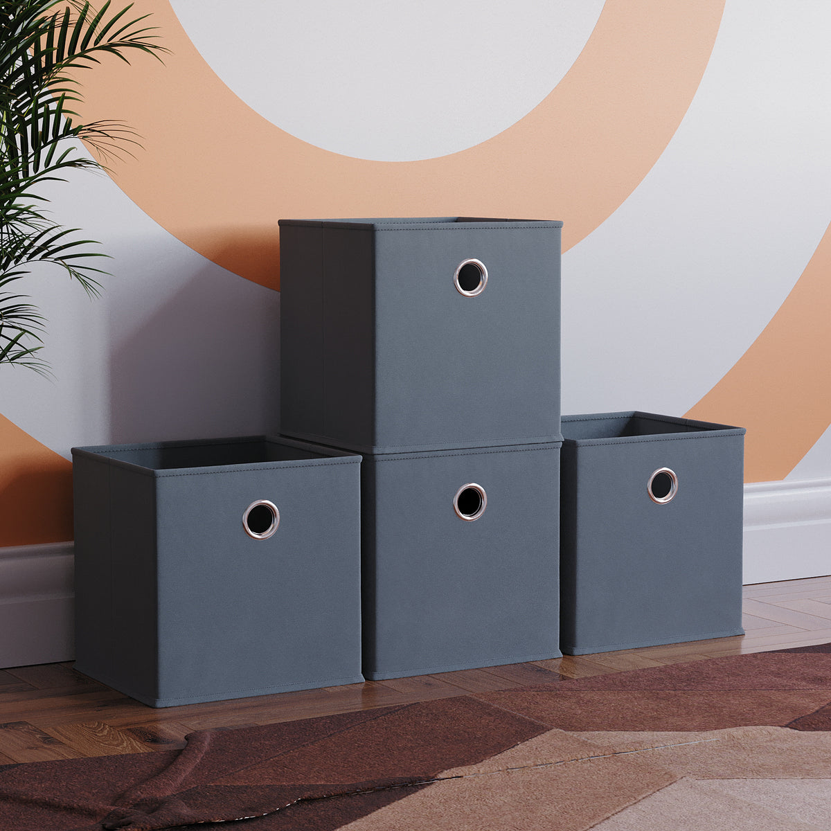 Durham Cube Storage Basket, Grey UKFR - Set of 4