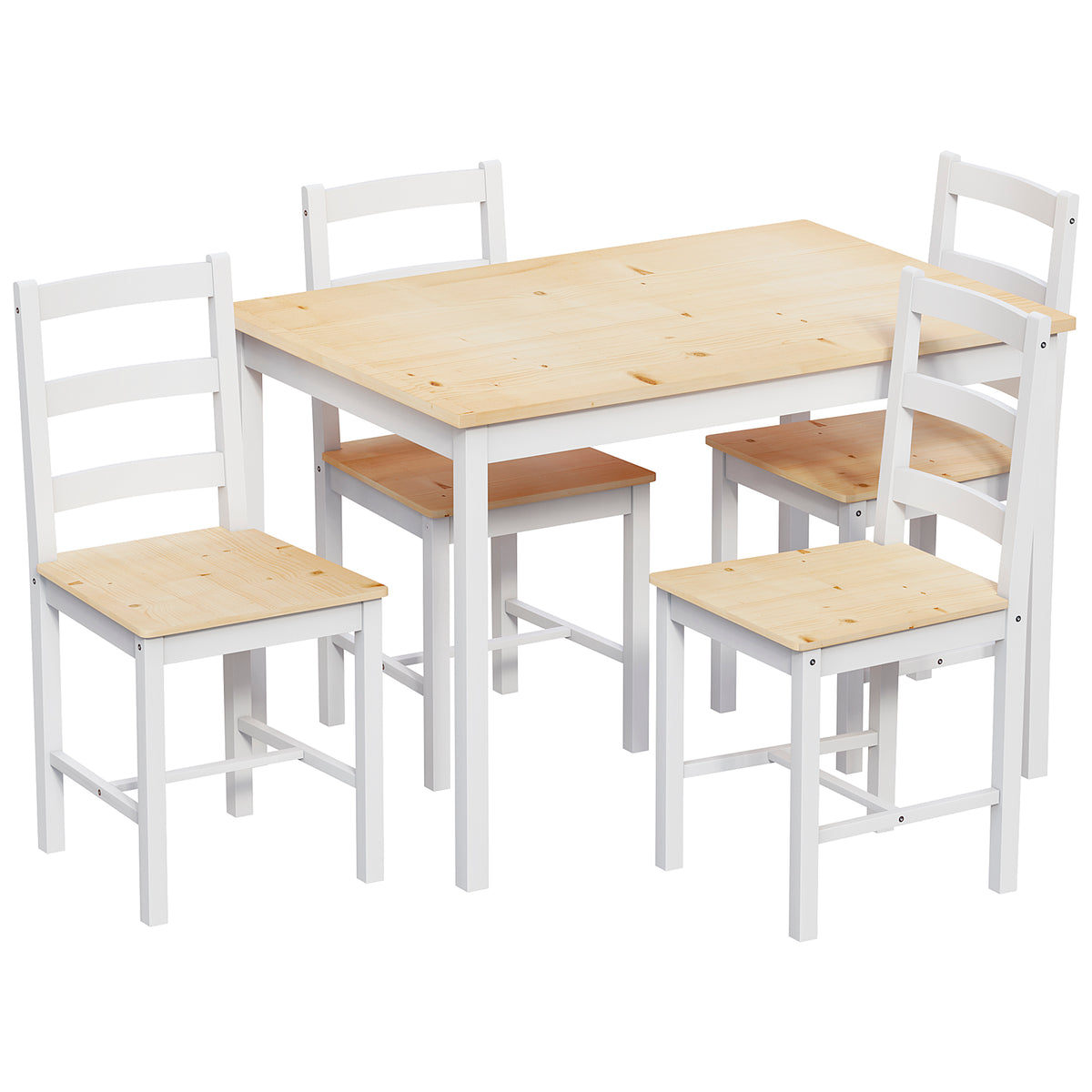 Yorkshire 4-Seater Dining Set - White & Pine