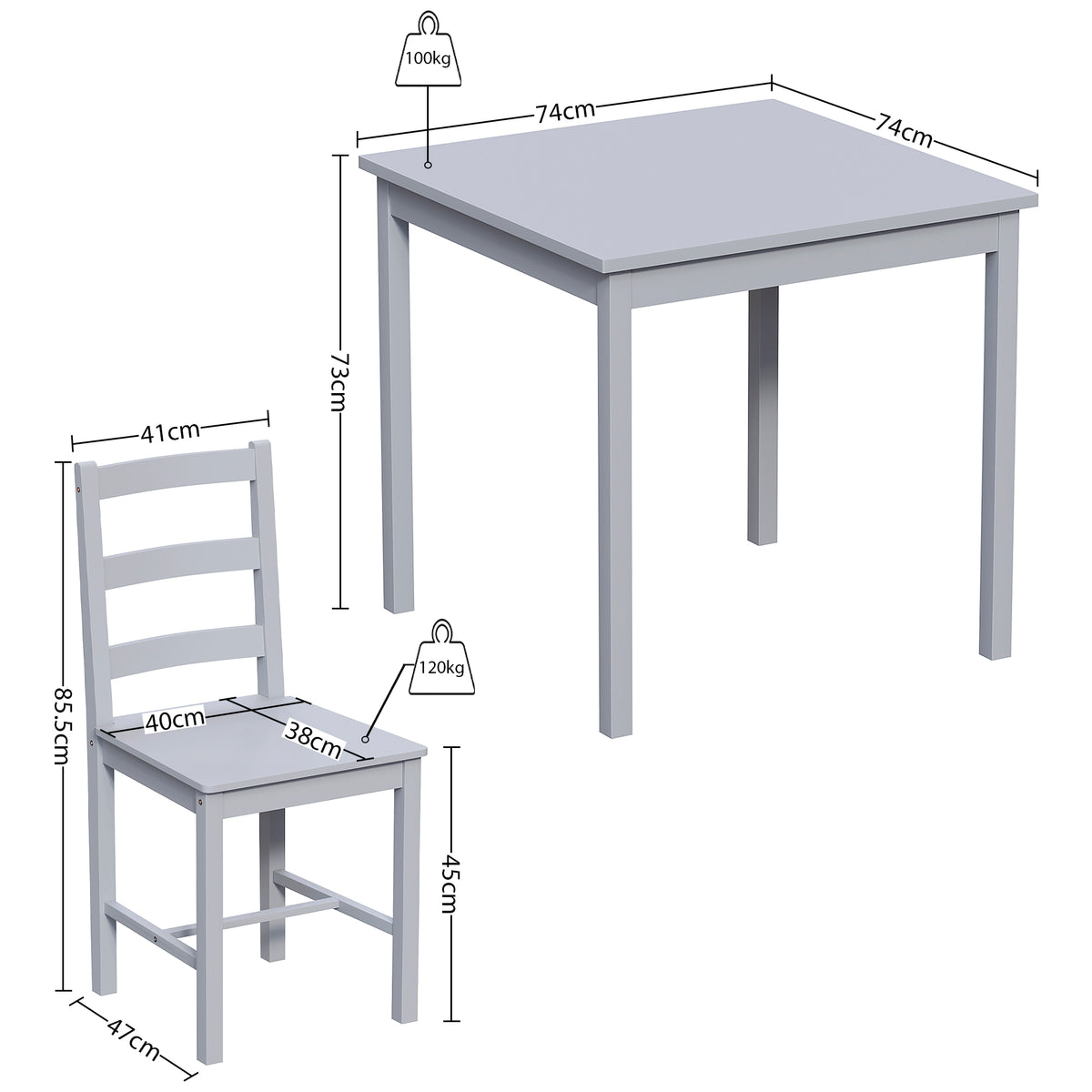 Yorkshire 2-Seater Dining Set - Grey