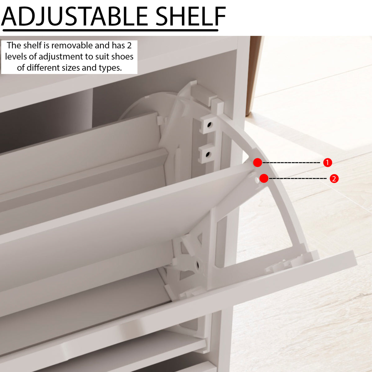 2-Drawer Shoe Cabinet, White