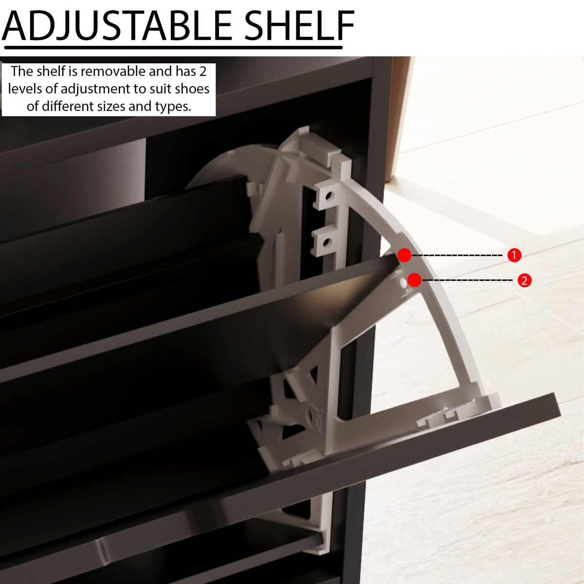 3-Drawer Shoe Cabinet - Black