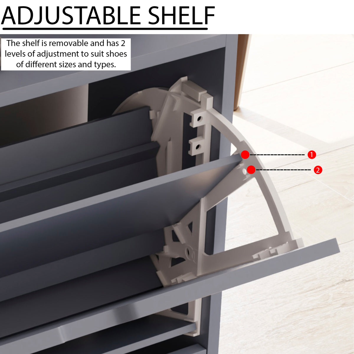 3-Drawer Shoe Cabinet - Grey
